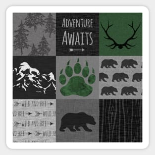 Adventure Awaits Bears - Green/Black Sticker